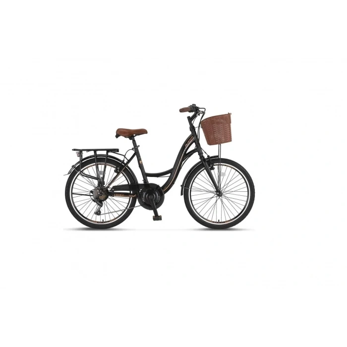 ÜMİT 2610 ALANYA SEPETLİ KADIN ŞEHİR BİSİKLETİ V 26 JANT 21 VİTES SİYAH KAHVERENGİ