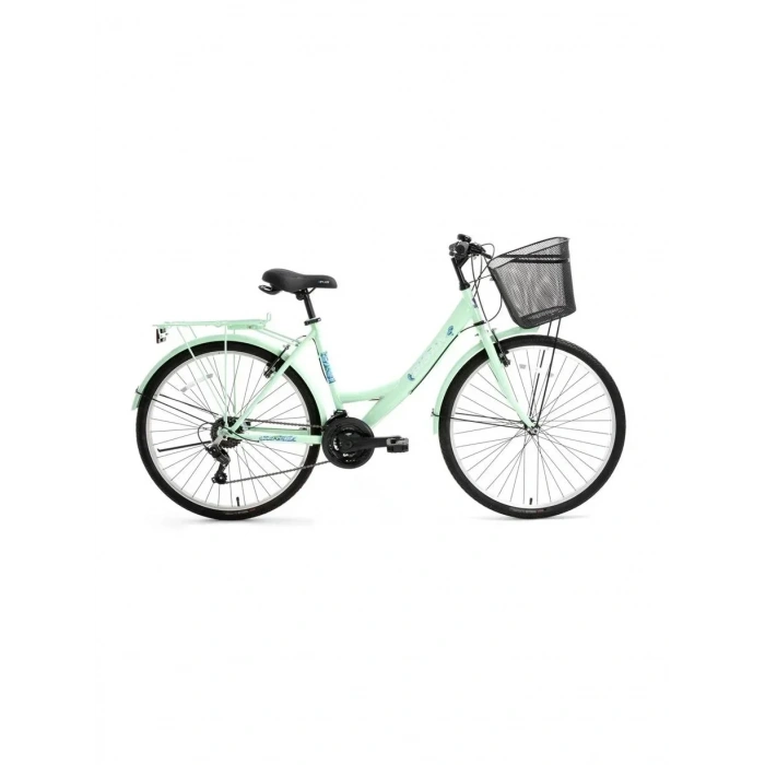BİSAN LOTUS KADIN ŞEHİR BİSİKLETİ 34CM V 24 JANT 21 VİTES MİNT YEŞİL BEYAZ