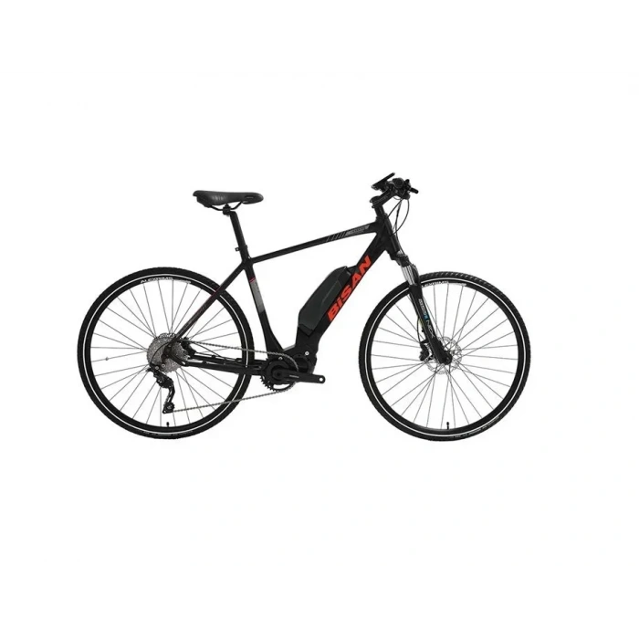 BİSAN E-TREKKING ELEKTRİKLİ ERKEK ŞEHİR BİSİKLETİ 48CM HD 28 JANT 10 VİTES MAT SİYAH KIRMIZI
