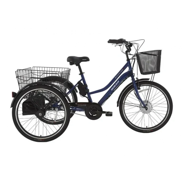 BİSAN e-PORTER ÜÇ TEKERLİ ELEKTRİKLİ BİSİKLET 44CM V 24 JANT 3 VİTES LACİVERT BEYAZ