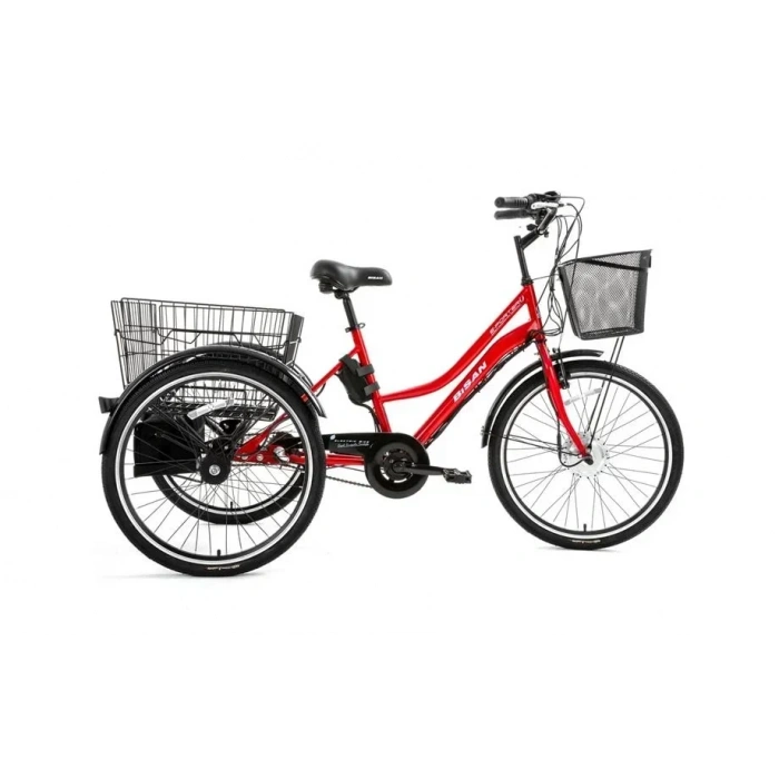 BİSAN e-PORTER ÜÇ TEKERLİ ELEKTRİKLİ BİSİKLET 44CM V 24 JANT 3 VİTES BAYRAK KIRMIZI BEYAZ