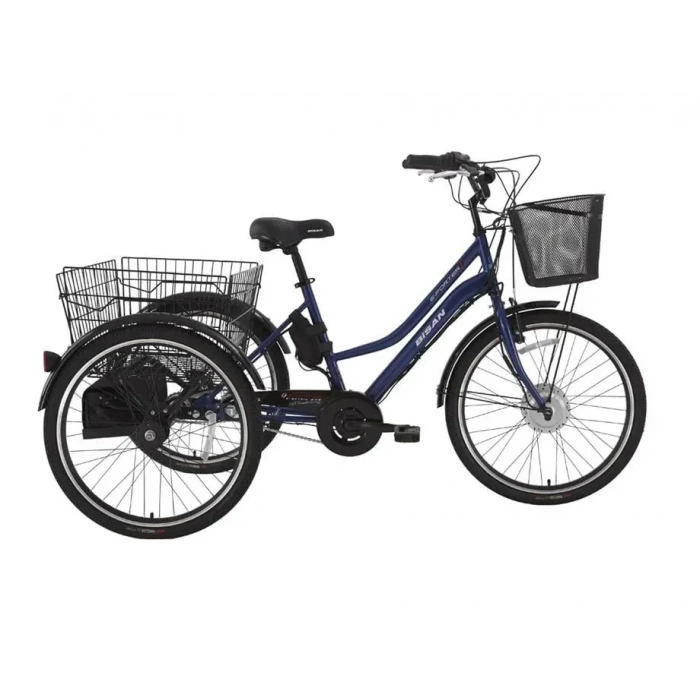 BİSAN e-PORTER ÜÇ TEKERLİ ELEKTRİKLİ BİSİKLET 44CM V 24 JANT 3 VİTES LACİVERT BEYAZ