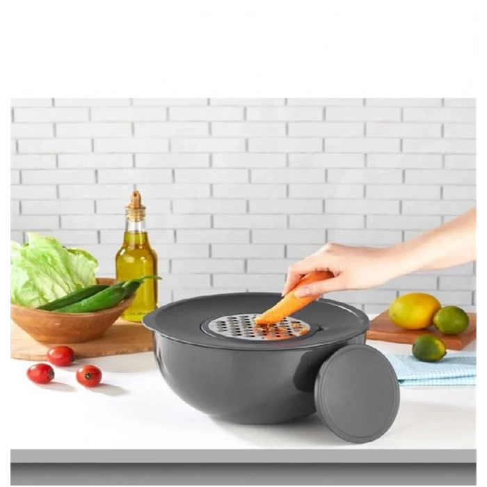 AROW CHOPPER AKILLI KARIŞTIRMA & SAKLAMA KABI RENDELİ AKRİLİK  4.6 LT 25 CM GRİ TR-3633