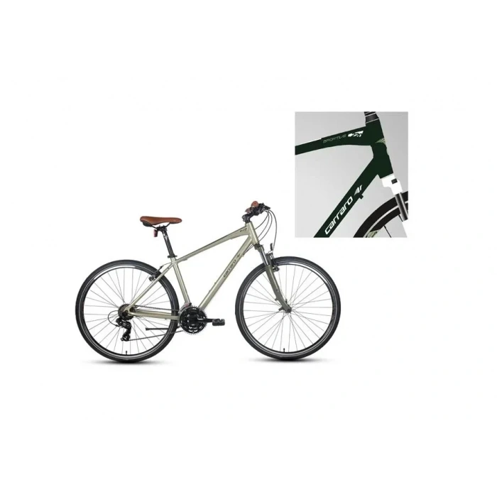 CARRARO SPORTIVE 220 ERKEK ŞEHİR BİSİKLETİ 457H V 28 JANT 21 VİTES MAT KOYU YEŞİL-BEYAZ-YEŞİL