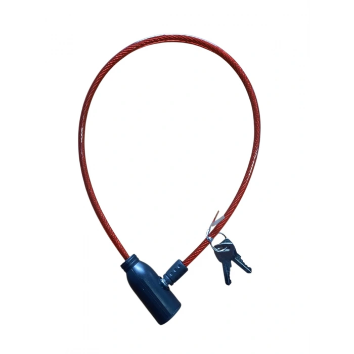 KRTL SOSİN BİSİKLET KİLİT İNCE HALAT 6MMX63CM ANAHTARLI KRTL-0145 KIRMIZI
