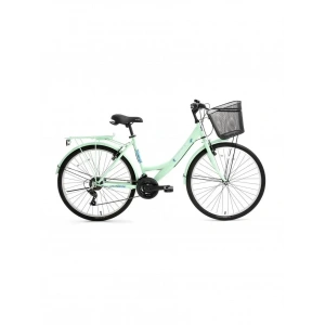 BİSAN LOTUS KADIN ŞEHİR BİSİKLETİ 34CM V 24 JANT 21 VİTES MİNT YEŞİL BEYAZ