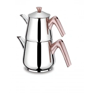 VIVALDI PİRAMİT ÇELİK AİLE BOY ÇAYDANLIK 4 PARÇA ROSE G047