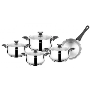 VIVALDI ORKİDE ÇELİK TENCERE SETİ 9 PARÇA SİYAH KUPLU GORGEL.0132