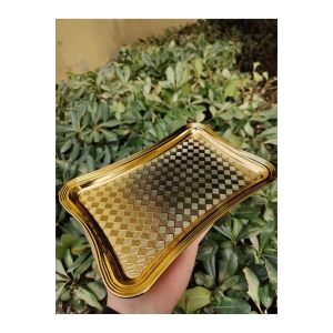 AROW 6 LI SUNUM TEPSİSİ KARE DESEN GOLD 25X17 CM DR-3642