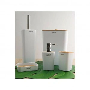 AROW MOSTAR 5 PARÇA BAMBU KAPAKLI AKRİLİK BEYAZ BANYO SETİ DC1.TR-3148