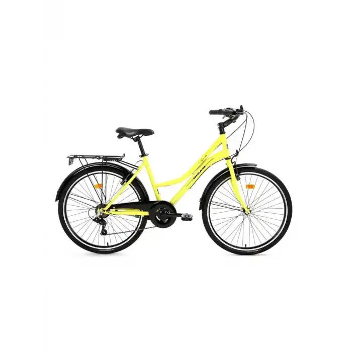 BİSAN SMILE KADIN ŞEHİR BİSİKLETİ 44CM V 28 JANT 7 VİTES SARI SİYAH