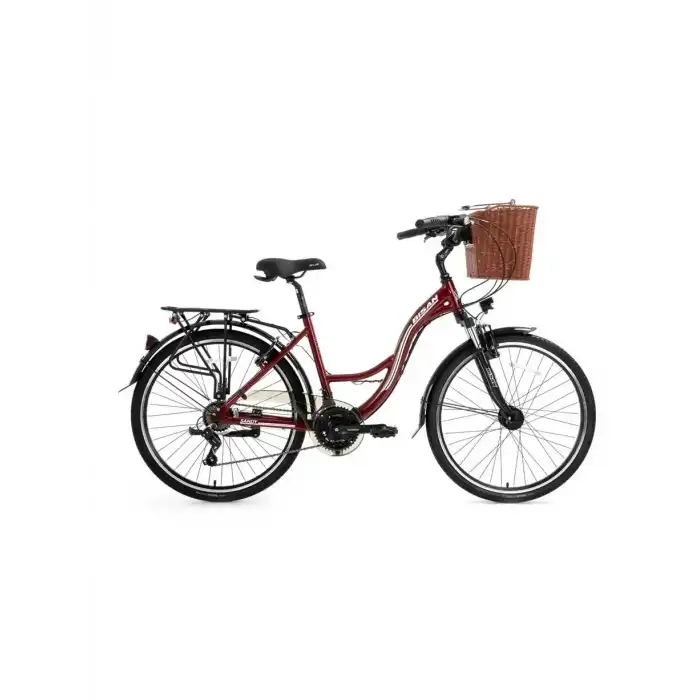BİSAN SANDY SEPETLİ KADIN ŞEHİR BİSİKLETİ 43CM V 26 JANT 21 VİTES BORDO BEYAZ