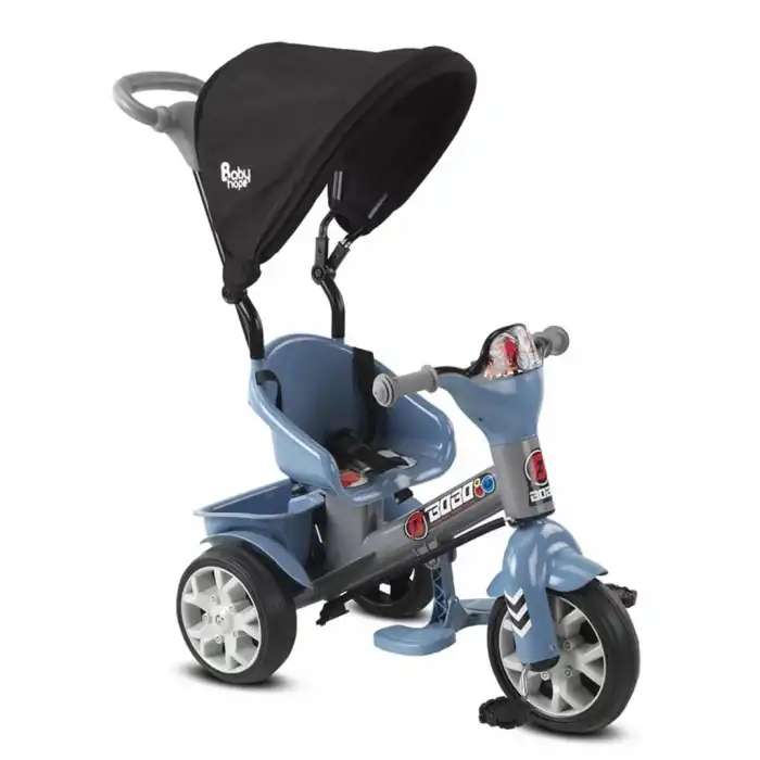 BABYHOPE 121 BOBO SPEED TENTELİ 3 TEKERLİ BİSİKLET MAVİ GRİ