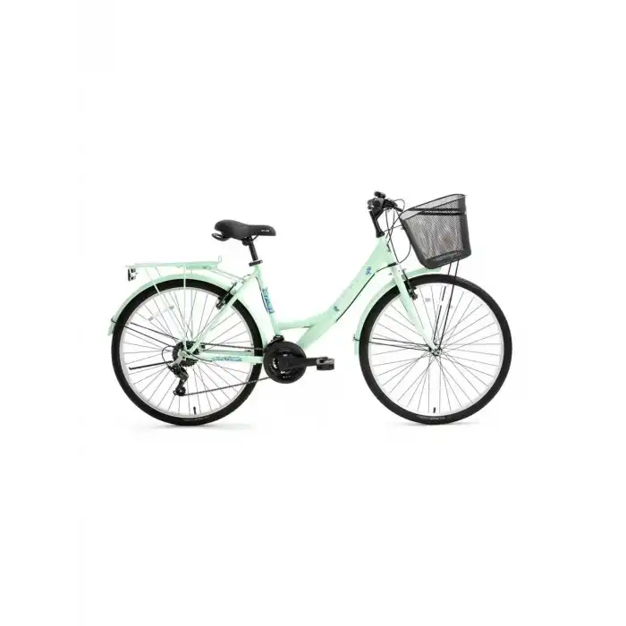 BİSAN LOTUS KADIN ŞEHİR BİSİKLETİ 34CM V 24 JANT 21 VİTES MİNT YEŞİL BEYAZ