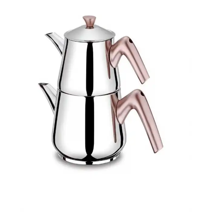 VIVALDI PİRAMİT ÇELİK AİLE BOY ÇAYDANLIK 4 PARÇA ROSE G047