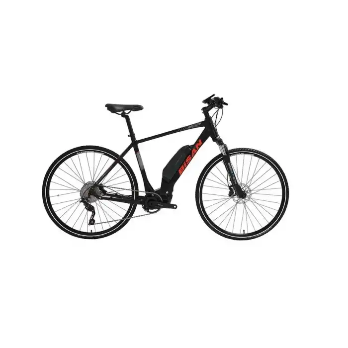 BİSAN E-TREKKING ELEKTRİKLİ ERKEK ŞEHİR BİSİKLETİ 48CM HD 28 JANT 10 VİTES MAT SİYAH KIRMIZI