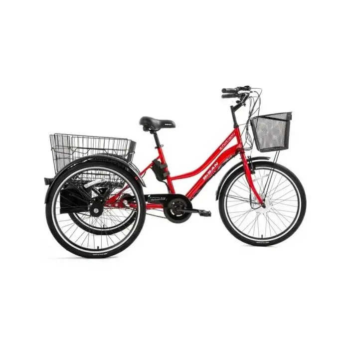 BİSAN E-PORTER ÜÇ TEKERLİ ELEKTRİKLİ BİSİKLET 44CM V 24 JANT 3 VİTES BAYRAK KIRMIZI BEYAZ