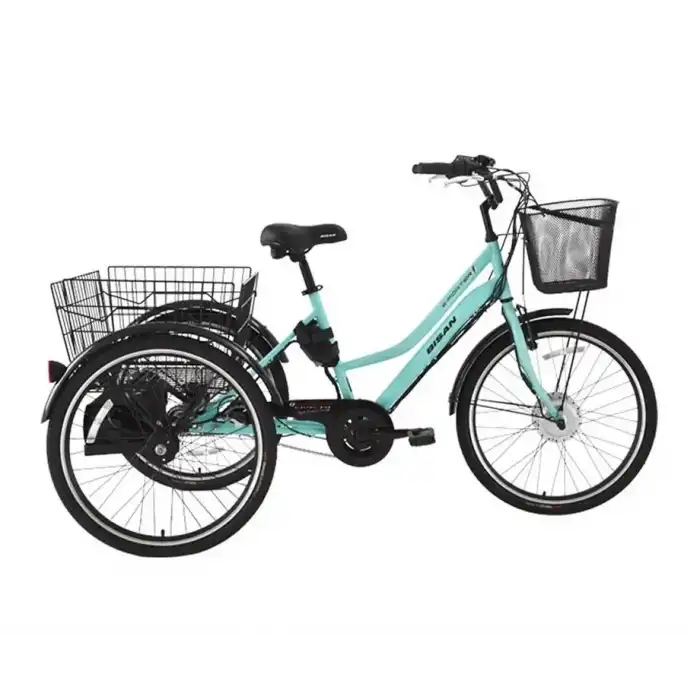 BİSAN E-PORTER ÜÇ TEKERLİ ELEKTRİKLİ BİSİKLET 44CM V 24 JANT 3 VİTES TURKUAZ SİYAH