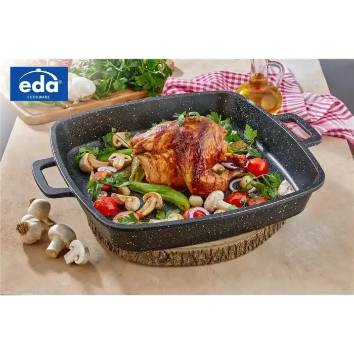 EDA COOKWARE DÖKÜM KARE ÇAT ÇOK AMAÇLI TEPSİ 36 CM SİYAH ZK-951