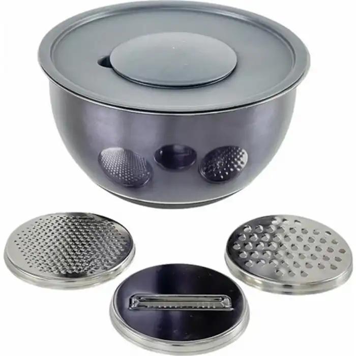 AROW DARIA PASLANMAZ ÇELİK RENDELİ KAPAKLI KARIŞTIRMA KABI 26 CM GRİ DC1.TR-2456