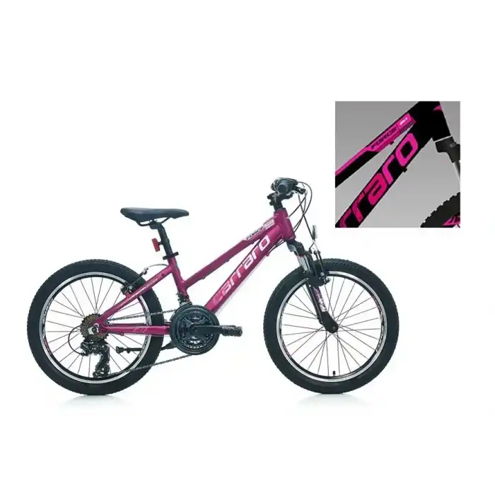 CARRARO FORCE 201 KIZ ÇOCUK DAĞ BİSİKLETİ 250H V 20 JANT 21 VİTES MAT SİYAH FUŞYA BEYAZ