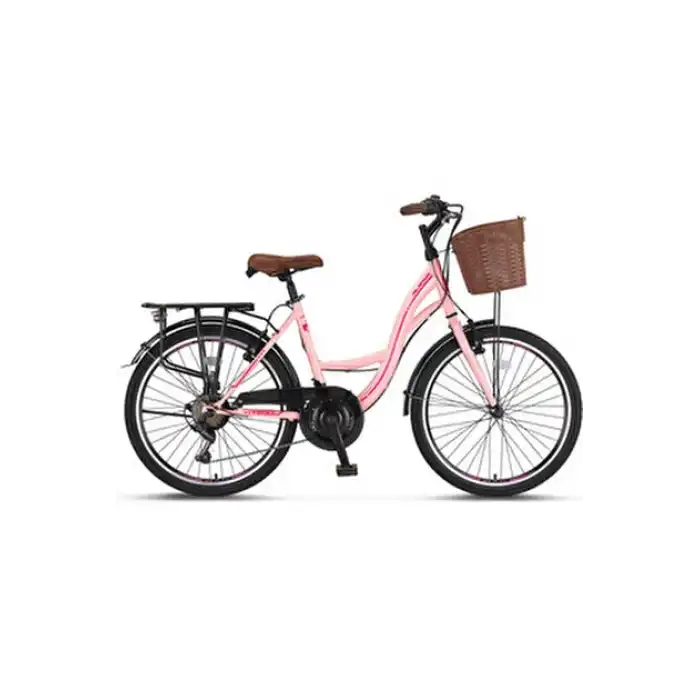 ÜMİT 2410 ALANYA SEPETLİ KADIN ŞEHİR BİSİKLETİ V 24 JANT 21 VİTES TOZ PEMBE