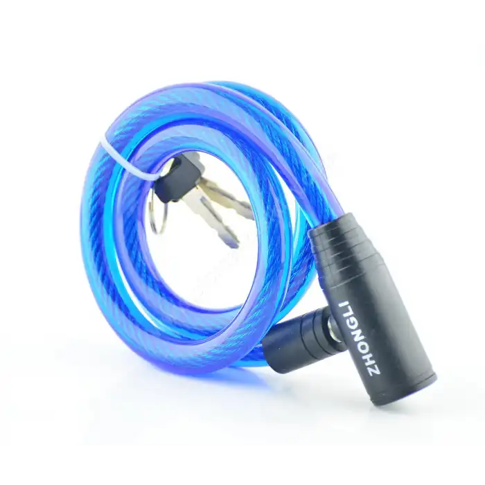 ZHONGLİ XBYC 4524 BİSİKLET KİLİT ANAHTARLI HALAT 12X800MM 84101 MAVİ