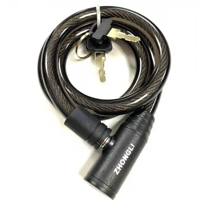 ZHONGLİ XBYC 4524 BİSİKLET KİLİT ANAHTARLI HALAT 12X800MM 84101 SİYAH