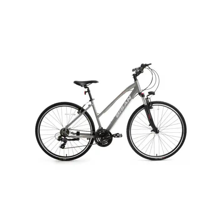 BİSAN TRX 8200 KADIN ŞEHİR BİSİKLETİ 45CM V 28 JANT 21 VİTES METALİK GRİ BEYAZ PEMBE