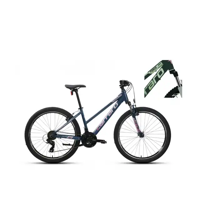 CARRARO FORCE 601 KADIN DAĞ BİSİKLETİ 380H V 26 JANT 21 VİTES MAT KOYU YESIL ACIK YESIL PEMBE