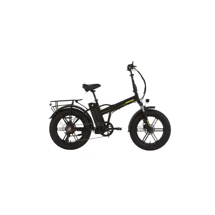BİSAN E-FOLDİNG GAZ KOLLU F4 ELEKTRİKLİ KATLANIR BİSİKLET 43CM MD 20 JANT 7 VİTES MAT SİYAH SARI