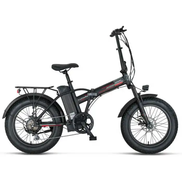 MOSSO LUNARA-RR ELEKTRİKLİ KATLANIR BİSİKLET 420H MD 20 JANT 7 VİTES MAT SİYAH KIRMIZI