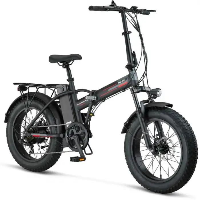 MOSSO LUNARA-RR ELEKTRİKLİ KATLANIR BİSİKLET 420H MD 20 JANT 7 VİTES MAT SİYAH KIRMIZI