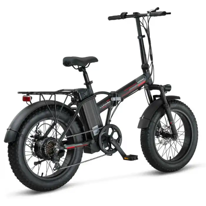 MOSSO LUNARA-RR ELEKTRİKLİ KATLANIR BİSİKLET 420H MD 20 JANT 7 VİTES MAT SİYAH KIRMIZI