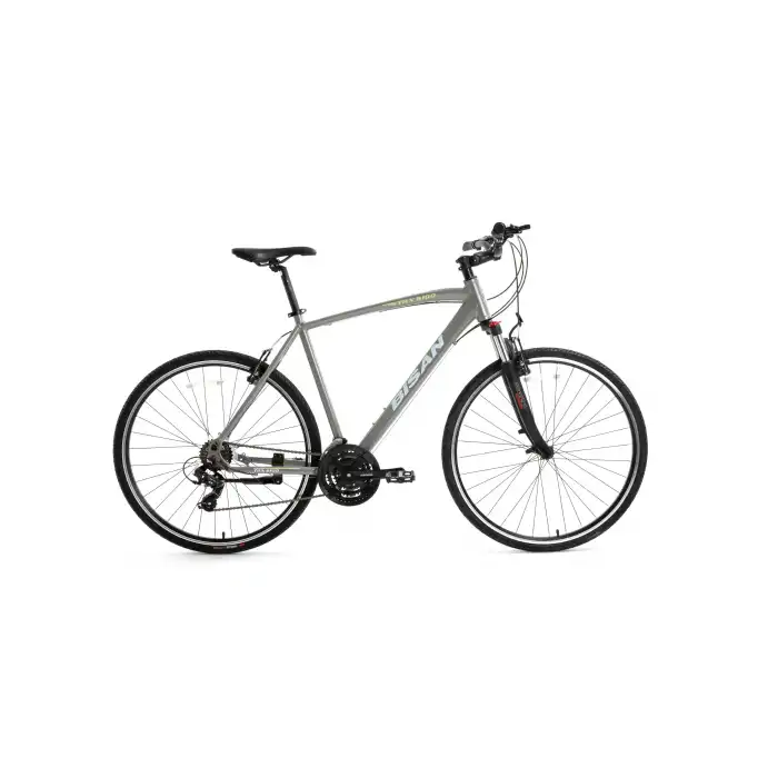 BİSAN TRX 8100 ERKEK ŞEHİR BİSİKLETİ 50CM V 28 JANT 21 VİTES AÇIK METALİK GRİ YEŞİL BEYAZ
