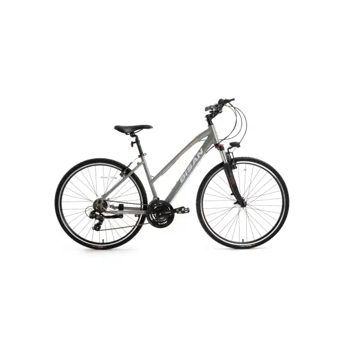 BİSAN TRX 8200 KADIN ŞEHİR BİSİKLETİ 45CM V 28 JANT 21 VİTES METALİK GRİ BEYAZ PEMBE