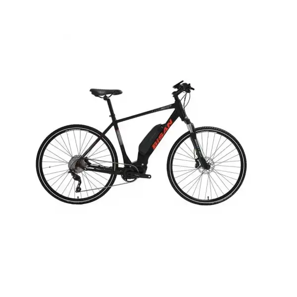 BİSAN E-TREKKING ELEKTRİKLİ ERKEK ŞEHİR BİSİKLETİ 48CM HD 28 JANT 10 VİTES MAT SİYAH KIRMIZI