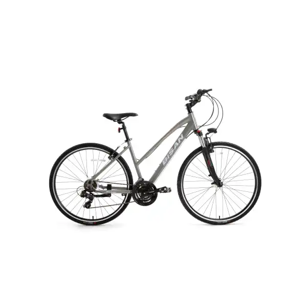 BİSAN TRX 8200 KADIN ŞEHİR BİSİKLETİ 45CM V 28 JANT 21 VİTES METALİK GRİ BEYAZ PEMBE