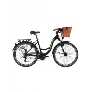 BİSAN SANDY SEPETLİ KADIN ŞEHİR BİSİKLETİ 43CM V 26 JANT 21 VİTES MAT SİYAH GOLD