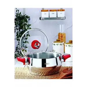 VIVALDI TOMBO ÇELİK TENCERE DERİN KIRMIZI KUPLU 24X14 6.5 LT  G769