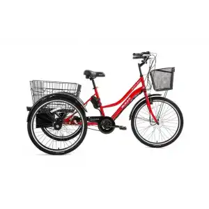 BİSAN e-PORTER ÜÇ TEKERLİ ELEKTRİKLİ BİSİKLET 44CM V 24 JANT 3 VİTES BAYRAK KIRMIZI BEYAZ