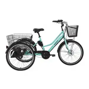 BİSAN e-PORTER ÜÇ TEKERLİ ELEKTRİKLİ BİSİKLET 44CM V 24 JANT 3 VİTES TURKUAZ SİYAH