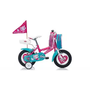 CARRARO MOGGY KIZ ÇOCUK BİSİKLETİ 210H V 12 JANT PEMBE BEYAZ TURKUAZ