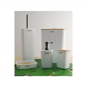 AROW MOSTAR 5 PARÇA BAMBU KAPAKLI AKRİLİK BEYAZ BANYO SETİ DC1.TR-3148