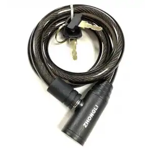 ZHONGLİ XBYC 4524 BİSİKLET KİLİT ANAHTARLI HALAT 12X800MM 84101 SİYAH