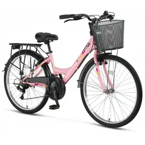 ÜMİT 2408 SAFIRO SEPETLİ BAYAN ŞEHİR BİSİKLETİ V 24 JANT 21 VİTES PEMBE