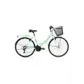 BİSAN LOTUS KADIN ŞEHİR BİSİKLETİ 34CM V 24 JANT 21 VİTES MİNT YEŞİL BEYAZ