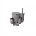 OKYANUS HOME 5 Lİ BANYO SETİ ÇİZGİLİ YUVARLAK KROM KAHVE OKY-478-1