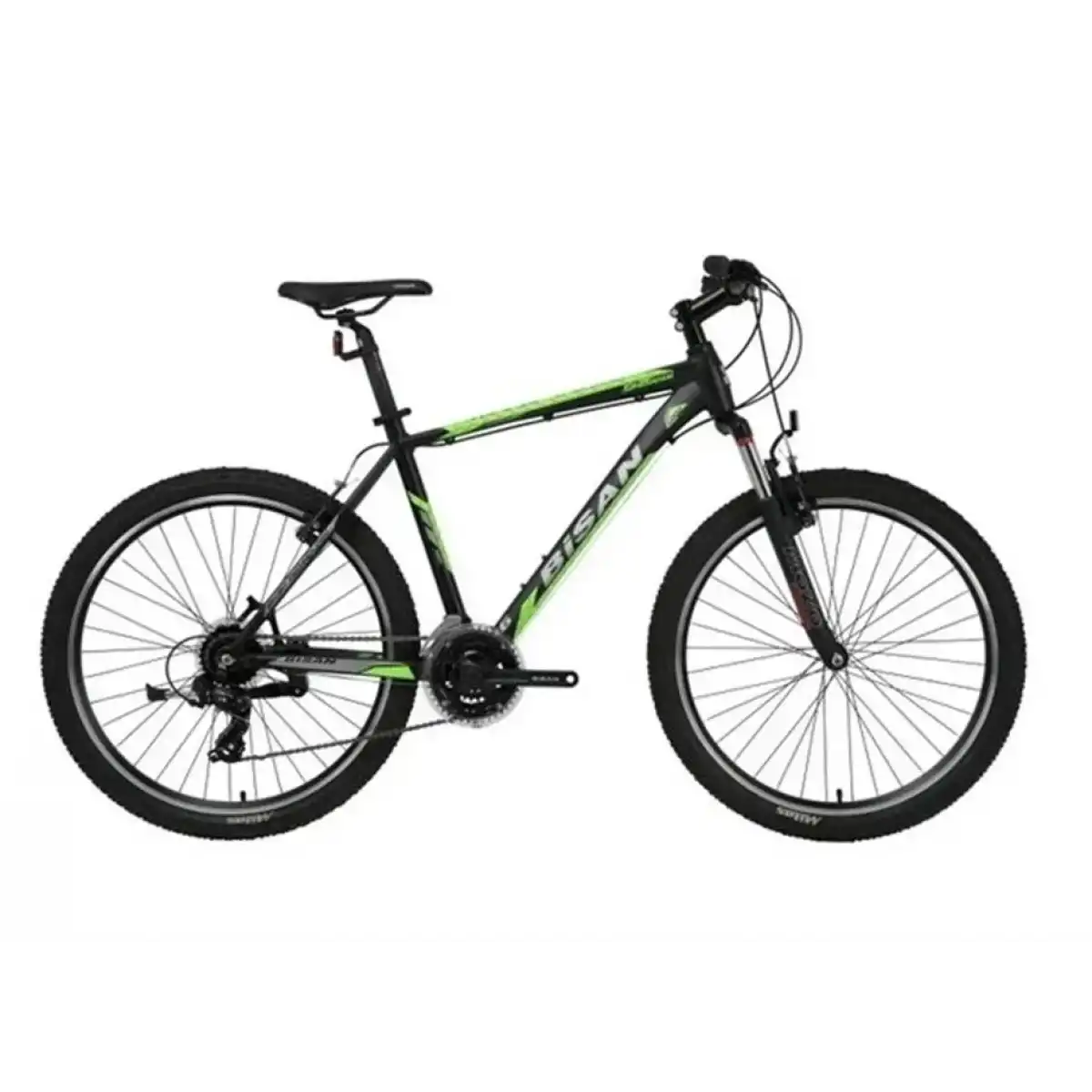 BİSAN MTX 7050 ERKEK DAĞ BİSİKLETİ 43CM V 26 JANT 21 VİTES MAT SİYAH YEŞİL