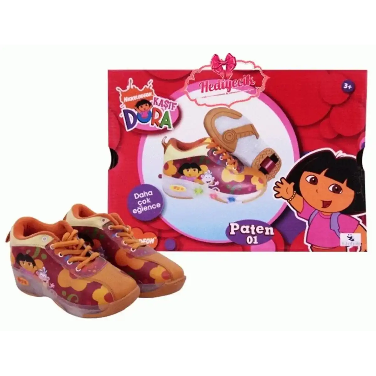 VARDEM DORA TEK TEKER IŞIKLI PATEN AYAKKABI 32 NUMARA TURUNCU KIRMIZI